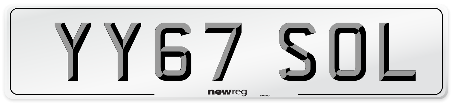 YY67 SOL Number Plate from New Reg